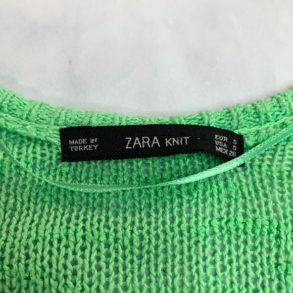 Zara Knit Bright Green Open Knit ScoopNeck Sweater - Picture 6 of 8